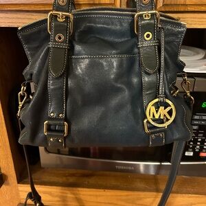 Michael Kors Black Satchel with Gold Accents